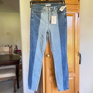 NWT Good American Good Legs Crop Colorblock Two Tone Jeans